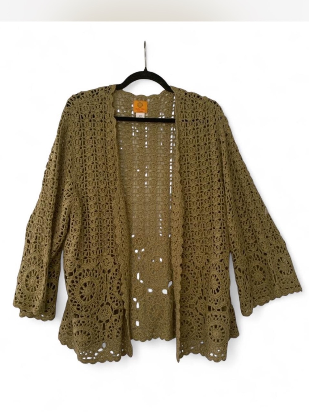 Ruby Rd. Olive Crochet Open-Front Cardigan size 2X